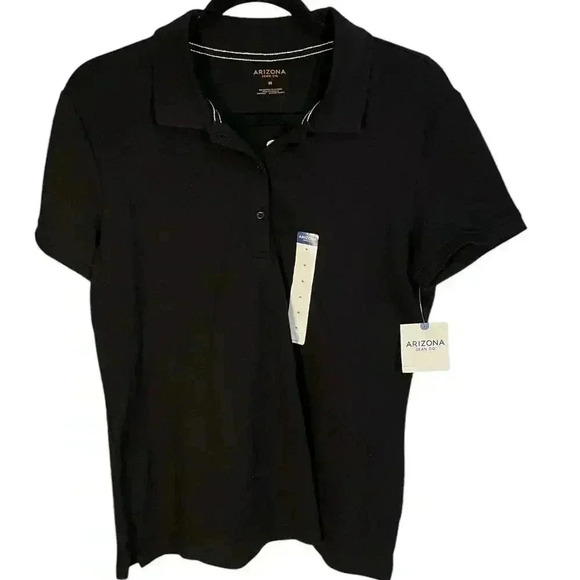 Arizona Medium Kids Polo Collared Black Shirt 3 Buttons Down the front NWT Kids - Picture 1 of 6
